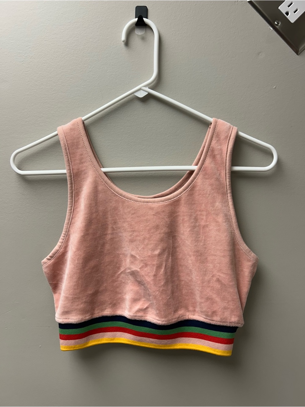 Wild Fable Women’s Veloour Cropped Tank Top with Striped Rainbow Hem